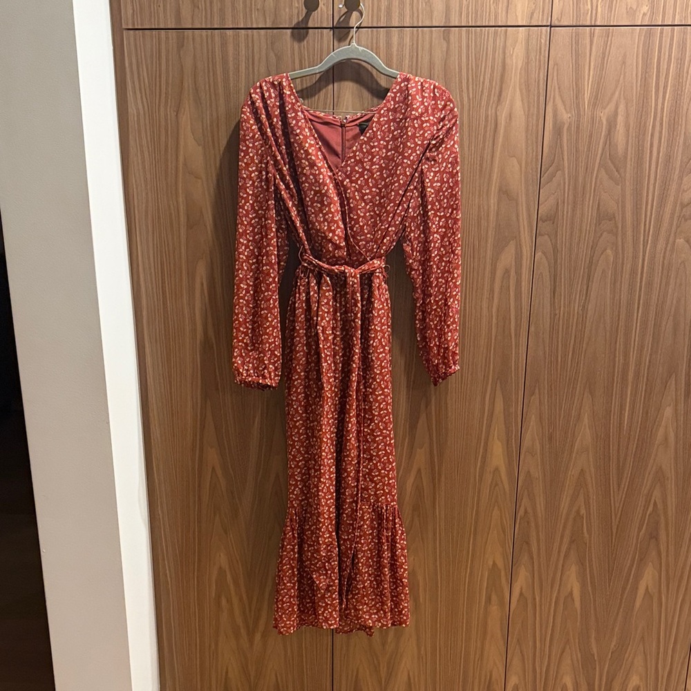 J. Crew Rust Floral Wrap Maxi Dress